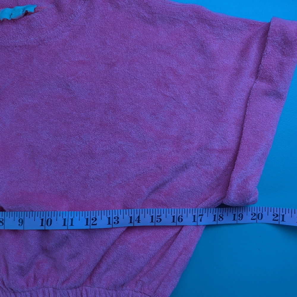 Elan Terrycloth T Shirt Pink Swim Cover Up Cropped Beach Resort Barbie Medium - Picture 7 of 7